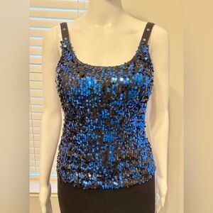 Y2K-Style Corset Top: Blue, Sequined, with Cups (Size S) — Glam Lydia, NWT